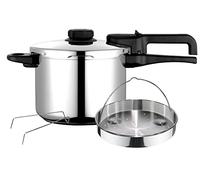 Fagor Dual Xpress Autocuiseur 6 litres à induction Express Super rapide, acier inoxydable 18/10, tous types de cuisinières, fond thermodiffuseur, régulateur de pression, 5 systèmes de sécurité, avec