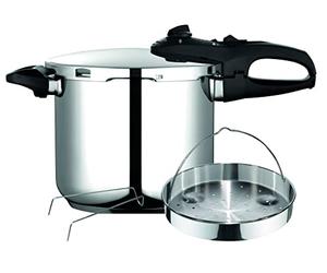 Fagor Duo Autocuiseur 7,5 Litres, Induction, Super Rapide, Acier Inoxydable 18/10, Tous Types de Cuisson, Base Thermo Diffuseur, 2 Niveaux de Pression, 5 Systèmes de Sécurité, Panier à Vapeur Inclus