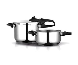Fagor Duo - Autocuiseur Rapide 4 + 6L, Acier Inoxydable 18/10, Tous Types de Cuisines, INDUCTION, 2 Niveaux de Pression, 5 Systèmes de Sécurité