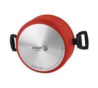 Fagor Olla avec couvercle rouge Ø20 x 10 cm aluminium foré 4 mm antiadhésif double couche Xylan Plus induction