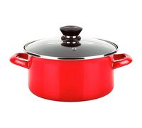 FAGOR Optimax Casserole à induction 26 cm Acier émaillé, anti-adhérent PFOA libre, couvercle en verre rouge