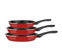 Fagor Optimax Set of 3 Induction Frying Pans, 20-24-28 cm, Enamelled Steel, Non-Stick Coating, Ecological XYLAN PLUS without PFOA, High Thickness, Suitable for All Cookers, Glass Ceramic, Gas, Red