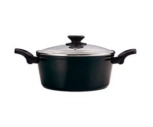 Fagor Vivant Faitout induction 24 cm, couvercle en verre aluminium forgé, épaisseur 3 mm, double couche anti-adhérente, écologique sans PFOA, convient pour tous les types de feux, vitrocéramique, gaz