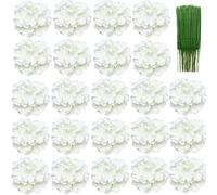FagusHome 20cm Têtes Fleur d'hydrangea Artificielle 24 Pièces Fleur Artificielle avec Tiges Fausses Fleurs d'hortensia Bouquets pour Décoration (24Pcs)