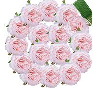 FagusHome 25 Pièces Artificielle Pivoine Fleurs Têtes 10CM Soie Fleurs Artificielles avec Tiges Fleurs Vintage pour Décor (Rose)