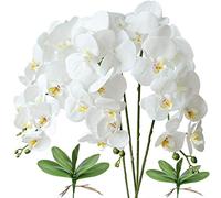 FagusHome 4 Pièces Fleur Artificiel Phalaenopsis Orchidée 80cm avec 2 Pièces Feuille d'Orchidée Artificielle Feuilles artificielles de Phalaenopsis (4)