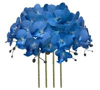 FagusHome 4 Pièces Fleur Artificiel Phalaenopsis Orchidée Artificielle Orchidée 80cm artificielles de Phalaenopsis pour Décoration (Bleu)