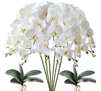 FagusHome 6 Pièces Fleur Artificiel Phalaenopsis Orchidée 80cm avec 2 Pièces Feuille d'Orchidée Artificielle Feuilles artificielles de Phalaenopsis