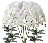 FagusHome 6 Pièces Fleur Artificiel Phalaenopsis Orchidée 80cm avec 5 Pièces Feuille d'Orchidée Artificielle Feuilles artificielles de Phalaenopsis