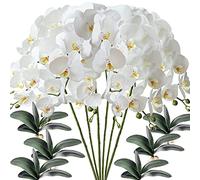 FagusHome 6 Pièces Fleur Artificiel Phalaenopsis Orchidée 80cm avec 6 Pièces Feuille d'Orchidée Artificielle Feuilles artificielles de Phalaenopsis