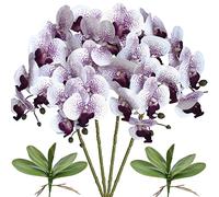 FagusHome Lot de 4 orchidées artificielles de 81,3 cm avec 2 trames de Feuilles, Fleurs phalaenopsis artificielles pour décoration d'intérieur