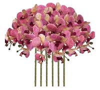 FagusHome Lot de 6 fleurs artificielles Phalaenopsis blanches 80 cm Fleurs d'orchidées artificielles Plantes tribales pour la décoration de la maison (Pomme violet)