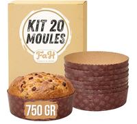 FAH FAMILY AT HOME Moule à Panettone Bas 750 gr Qualité Premium (20 pcs) - Tapis à Panettone Professionnels en Papier Ondulé Pure Cellulose au Micro-ondes, Résistant à la Chaleur 220°C