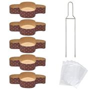 FAH - Kit moule à Colomba (5 pièces x 1 Kg) + épingle Colomba + Farine pour Colomba + sachets (5 pièces) Forme à Pâques en papier naturel de pure Cellulose en micro-onde, Résistant 220° C