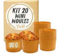 FAH - Lot de 20 moules mini panettone 80 g - Moules pour panettone professionnel, en papier sulfurisé naturel de cellulose pure résistant à la chaleur 200°C, formes de cuisson pour panettones