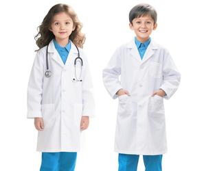 Fahako Blous Chimie Enfant, Blouse Blanche Labo Enfant Manche Longue Medicale Physique College Ecole Lycee Peinture Deguisement