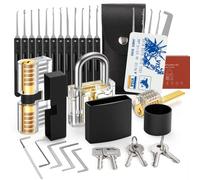 FAHEFANA 30-pièces Kit Crochetage Serrure, [Débutant Amical & 2023 Mis à Jour] Kit de Crochetage avec 3 Serrures Transparentes, Guide D'ouverture de Serrure pour Débutants et Professionnels