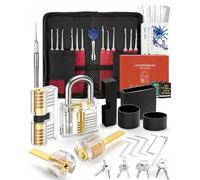 FAHEFANA 38+4-pièces Kit de Crochetage Serrure, [2026 Upgrade Version] Lock Picking Kit avec 4 Serrures Transparentes, Fournir un Manuel de Déverrouillage pour Les Serruriers Professionnels