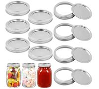 Fahibin 10 Pcs Mason Jar Lids, Régulier Bouche Fer Mason Bocal Couvercles, Type Fendu Mason Jar Lids pour Bocaux Mason à Bouche Régulière,en Fer Blanc