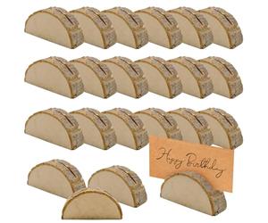 Fahibin 20 Pièces Bois Naturel Support Photo Carte，Porte Menu Mariage en Support, Stands Bois Naturel Socle en Rustique pour Table d’Anniversaire ou de Mariage