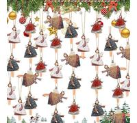 Fahibin 20Pcs Ange de Noël Pendentif en Bois Arbre, Little Angel - Décoration de Sapin de noël, Pendentifs en Forme d'ange pour Sapin de Noël