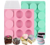 Fahibin 3 Pièces Moules à Biscuits Cylindriques Ronds,Moule à bonbons cylindrique en silicone,moule rond pour faire des muffins pour cake-pops, savon, chocolat,cheesecake, 2 raclettes