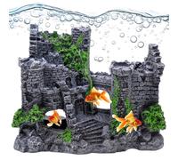 Fahibin Décoration pour Aquarium Grand château,Décoration Classique en résine pour Aquarium, Décoration Fish Tank en Résine pour Aquarium en Cottage Château Ornement 17 X 14 X 7cm
