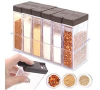 Fahibin Lot de 6 Boîte D'assaisonnement Transparent avec Plateau,Distributeur Pot à Épices avec Plateau,Ensemble de Pots à épices de Camping Pour le camping et les épices, Rangement de Condiments