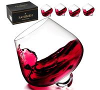 FAHIMEH Verre a Rhum Lot 4, pour Whisky Cognac Brandy Liqueur, 200ml, Original Rotatifs Sans Tige Personnalisé Cristal Dégustatio Vin, Idée Cadeau Homme pour Anniversaire, Fête des Pères, Noël