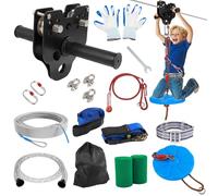 FAHKNS Tyrolienne de 20 m pour enfants et adultes : jusqu'à 181,4 kg, siège épais, harnais de sécurité, kits de fermeture à glissière à serrage rapide pour l'extérieur