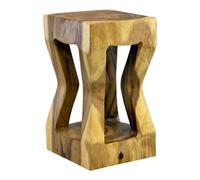 FaHome Tabouret en bois torsadé incurvé en bois de Saman naturel Table d'appoint Meuble Tabouret à fleurs Massif Unique Table d'appoint Table de rangement