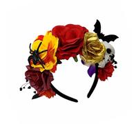 Fahoujs 1. Bandeau Gothique Avec Tête De Mort En Rose Pour Fêtes Costumées D'Halloween Séances Photo Et Accessoires Couvre-chef Festival Bandeau À Fleurs Artificielles D'Halloween.