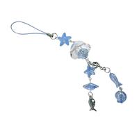 Fahoujs Adolescents Motifs Marins Perles Câble de Téléphone Avec Poisson Et Coquillages Accessoire de Chaîne de Téléphone Unique Pour Un Look Unique Cordon Léger, bleu, taille unique
