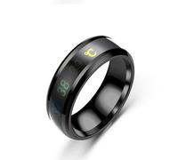 Fahoujs Anneaux intelligents en acier inoxydable sensibles à la température pour les couples et les amoureux de la santé Bijoux étanches Cadeau de mariage Unisexe