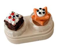 Fahoujs Boîte de lentilles de contact avec couvercle Cupcake avec tiroirs et transport de kits d'outils pour la gestion des objectifs en toute sécurité, Blanc cassé 1