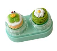 Fahoujs Boîte de lentilles de contact avec couvercle Cupcake avec tiroirs et transport de kits d'outils pour la gestion des objectifs en toute sécurité, vert