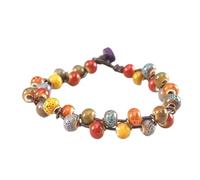 Fahoujs Bracelet de perles en céramique colorée unique Bracelet de perles tissées à la main Style bohème Accessoires pour les amateurs de mode Bracelet artiste fait à la main