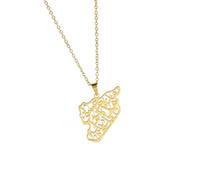 Fahoujs Carte de Syrie Collier Pendentif en Acier Inoxydable Lame de Clé Chaîne Style Ethnique Collier Bijoux pour les Amateurs de Bijoux Patriotiques Chaîne Chaîne Réglable