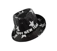 Fahoujs Chapeaux à paillettes clignotants avec étoiles Happy New Year Chapeaux avec lumières LED et paillettes Parfait pour les hommes et les femmes Accessoires de fête