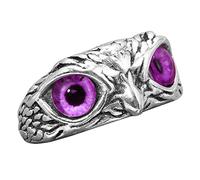 Fahoujs Charme Vintage Mignon Simple Bague pour les Yeux Couleur Argent Alliances Bijoux Cadeaux pour Hommes et Femmes Bague Hibou pour Hommes Femmes Argent Anneaux Ajustables Ouverts Réglable, Comme
