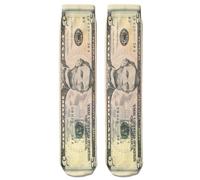 Fahoujs Chaussettes Drôles À Tube Central Pour Hommes Nouveauté Unisexe De Billet D'un Dollar Imprimé En Basket-ball Mollet Moyen De Noël Nouveauté Unisexe
