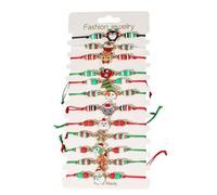 Fahoujs Christmas Themed Jewelry Gift Set 12PCS Adjustable Bracelets with Snowman Elk Bells Kirsite for Women Zinc Alloy Snowflake Rope Bracelet
