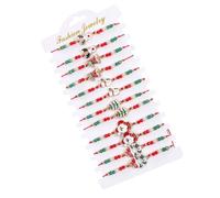Fahoujs Christmas Themed Jewelry Gift Set 12PCS Adjustable Bracelets with Snowman Elk Bells Kirsite for Women Zinc Alloy Snowflake Rope Bracelet