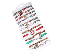 Fahoujs Christmas Themed Jewelry Gift Set 12PCS Adjustable Bracelets with Snowman Elk Bells Kirsite for Women Zinc Alloy Snowflake Rope Bracelet
