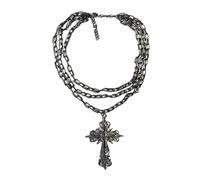 Fahoujs Collier moderne noir délicat avec pendentif croix noire simple pour les fêtes et les rassemblements