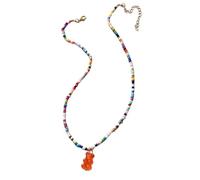 Fahoujs Collier Pendentif Ours Coloré Beau Collier Coloré Dureté de Cou Portable Bijoux en Perles Pour Les Amateurs de Mode Mignon