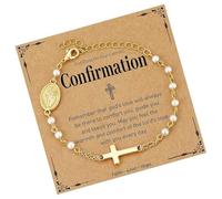 Fahoujs Élégant bracelet de perles vintage charme chaîne en acier inoxydable convient aux femmes à la mode Bijoux religieux en acier inoxydable, Holy Communication5, Comme décrit, Comme décrit