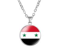 Fahoujs Élégant collier avec pendentif drapeau syrien symbolise la fierté nationale et l'identité culturelle en matériaux solides Collier décontracté Drapeau syrien