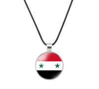 Fahoujs Élégant collier avec pendentif drapeau syrien symbolise la fierté nationale et l'identité culturelle en matériaux solides Collier décontracté Drapeau syrien