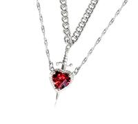 Fahoujs Élégant collier avec pendentif en forme de dague en forme de cœur unique avec pierres précieuses pour les glamour quotidiens